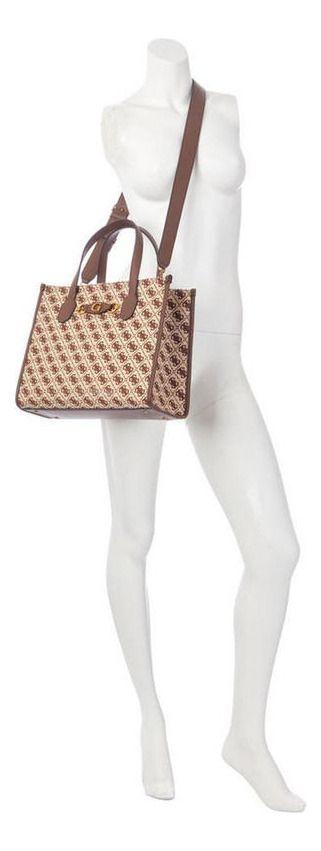 Cartera Guess Mujer Izzy 2 Compartment Tote Café-4