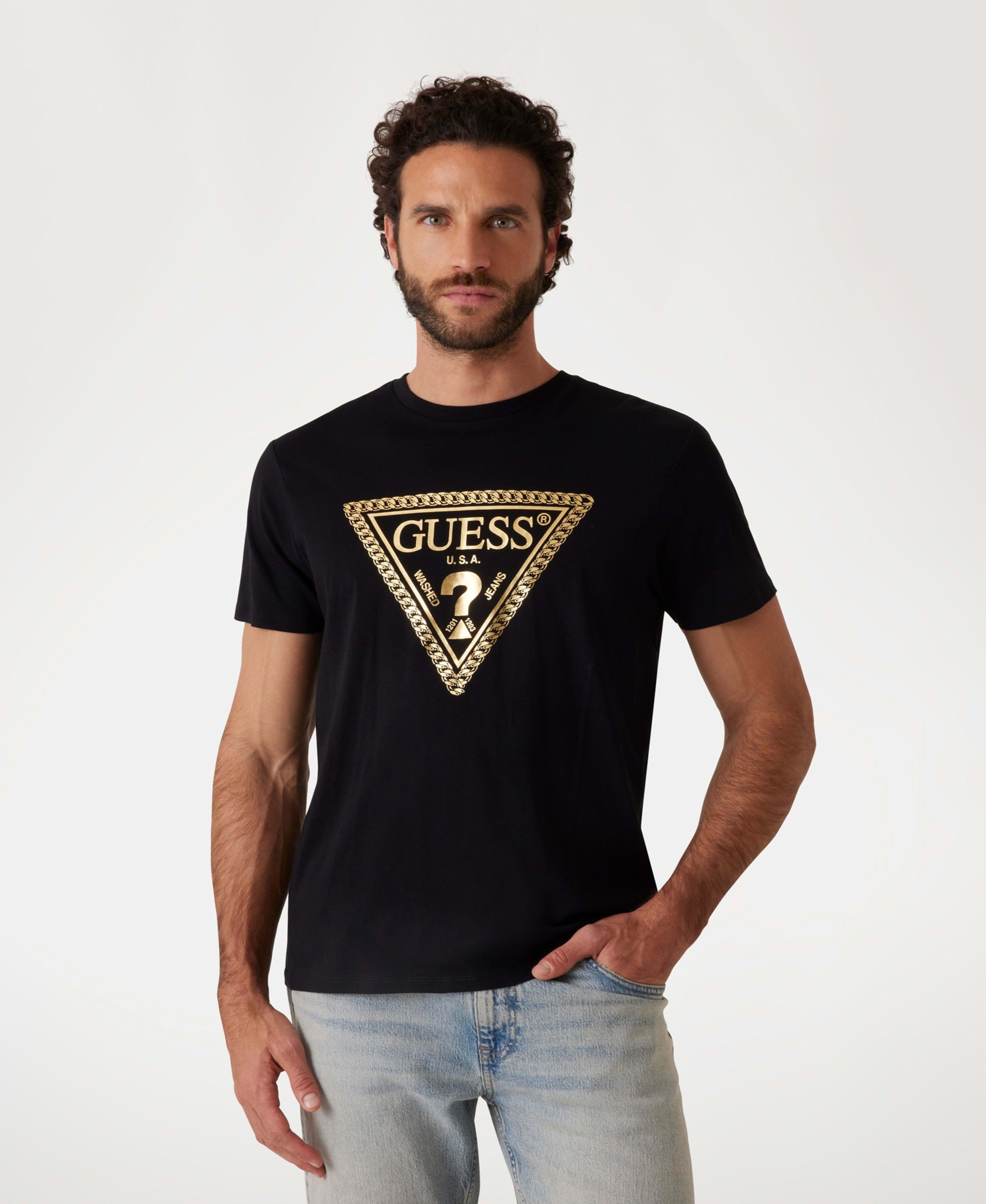 Polera Guess Hombre Ss Bsc Chain Tri Logo Tee Negro-0