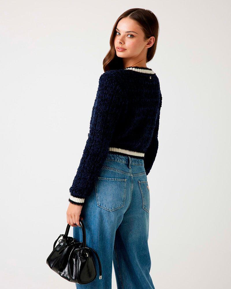 Sweater Ls Vn Aomori Tape Yarn Cardi Azul Mujer-2