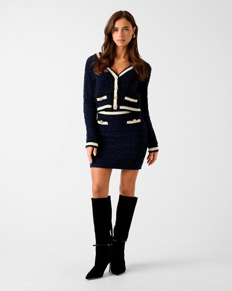 Sweater Ls Vn Aomori Tape Yarn Cardi Azul Mujer-3