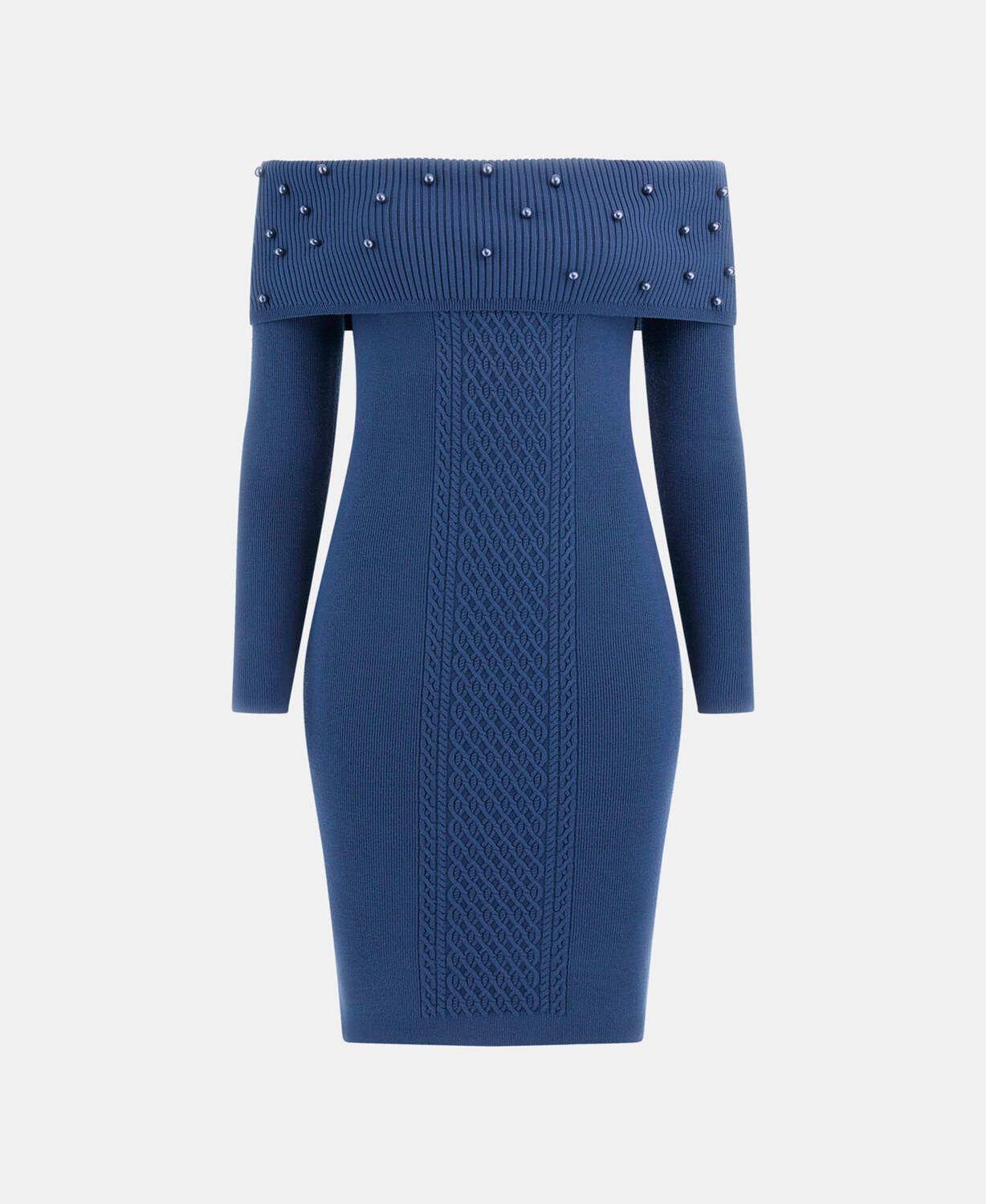 Vestido Guess Mujer Ls Off Shldr Amber Cable Dress Azul-4
