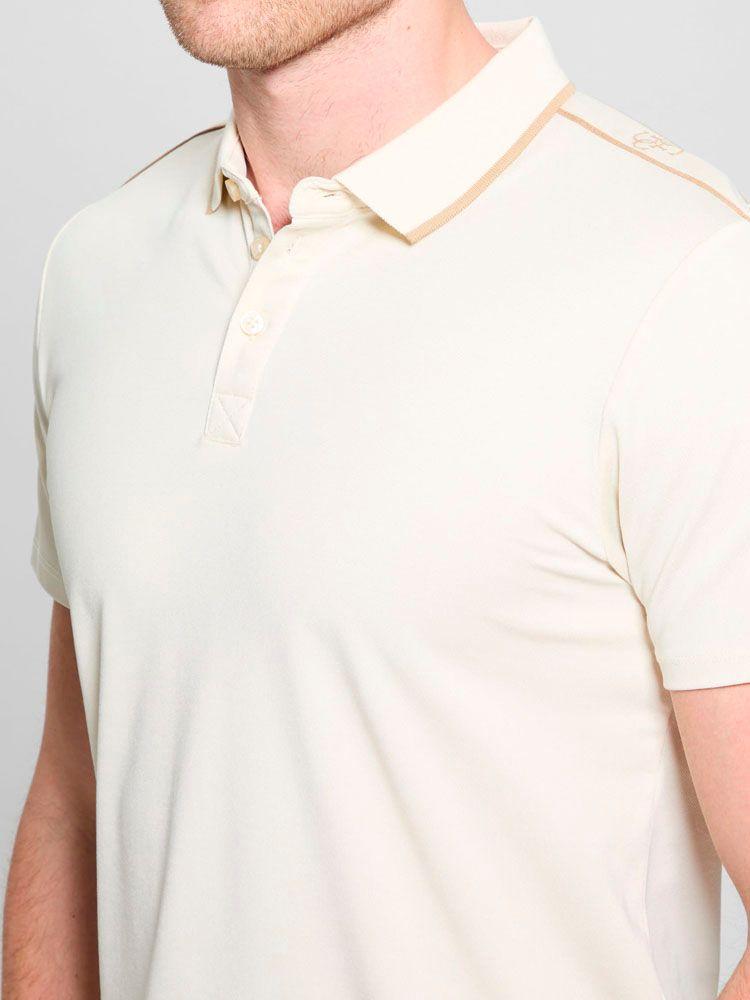 Polera Guess Hombre Ss Quattro G Tape Polo Café claro-0