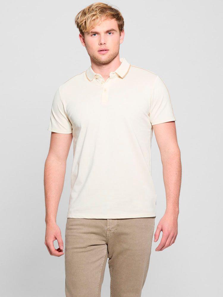 Polera Guess Hombre Ss Quattro G Tape Polo Café claro-1