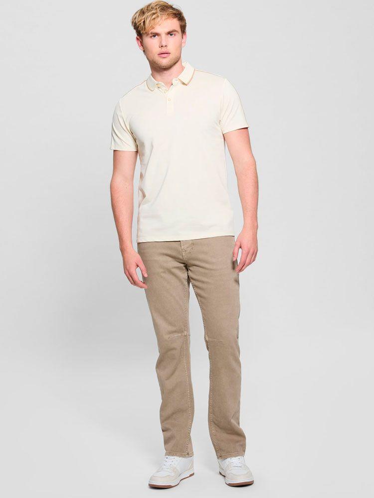 Polera Guess Hombre Ss Quattro G Tape Polo Café claro-2