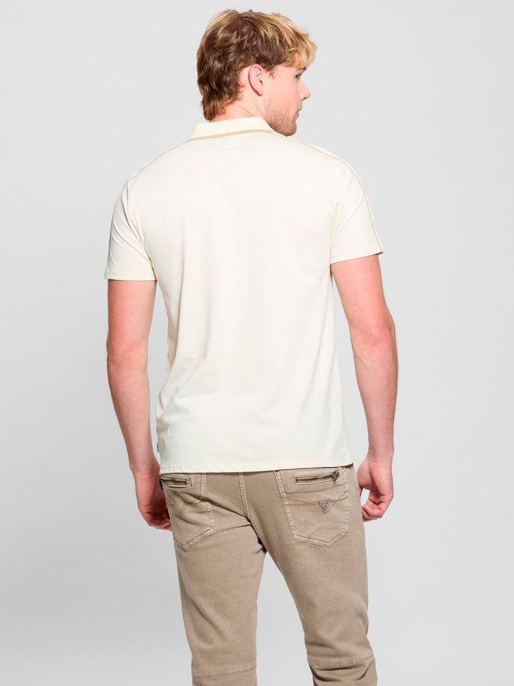 Polera Guess Hombre Ss Quattro G Tape Polo Café claro-3