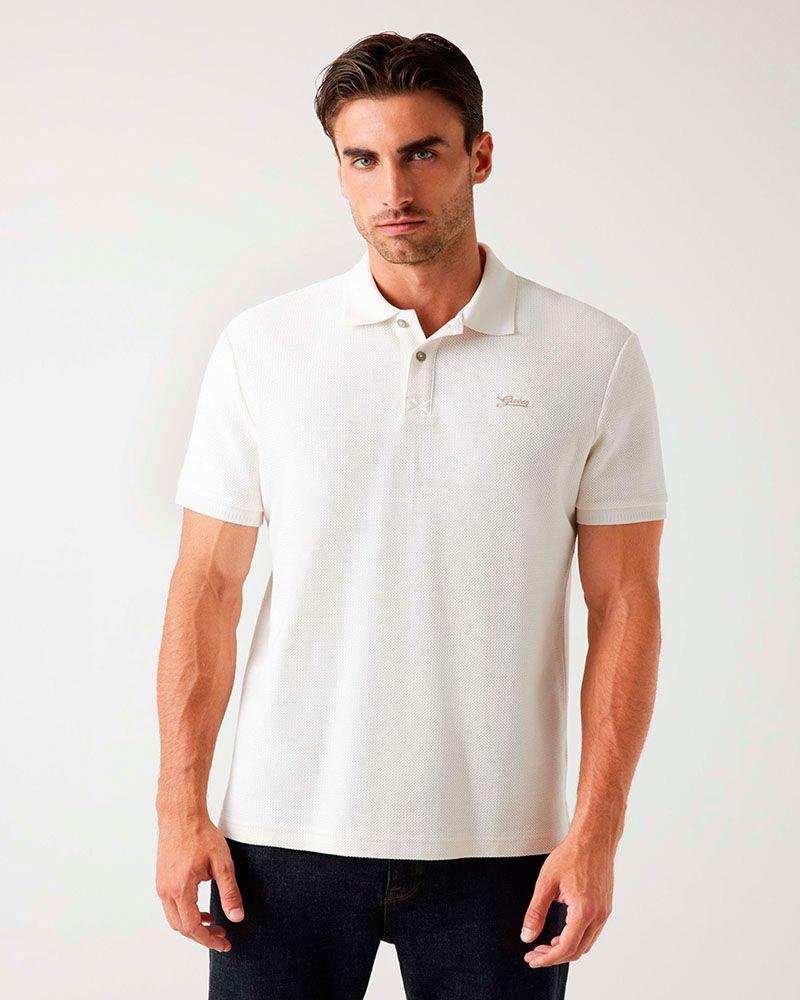Polera Guess Hombre Ss Minimal Logo Polo Blanco-0