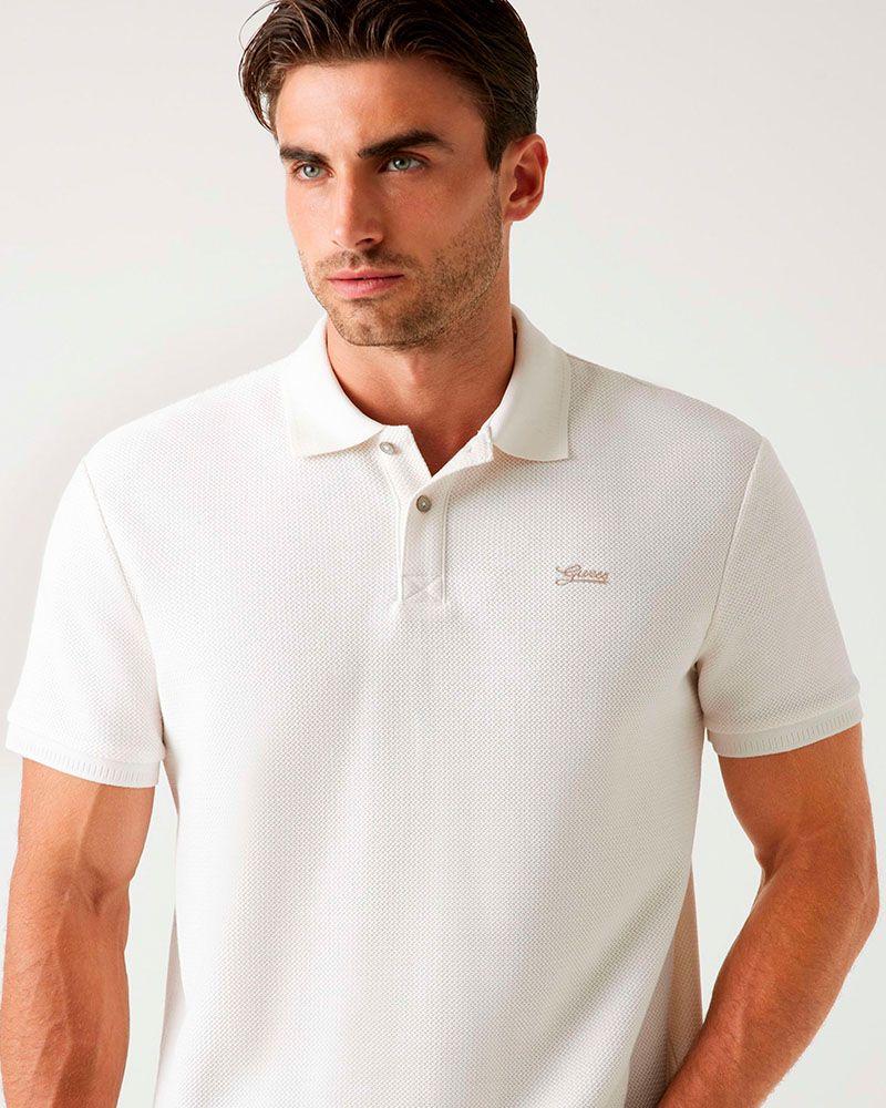 Polera Guess Hombre Ss Minimal Logo Polo Blanco-2