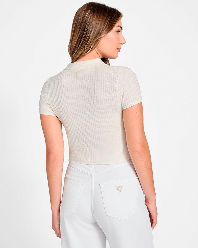 Polera Ss Mona Rib Chenille Polo Blanco-1