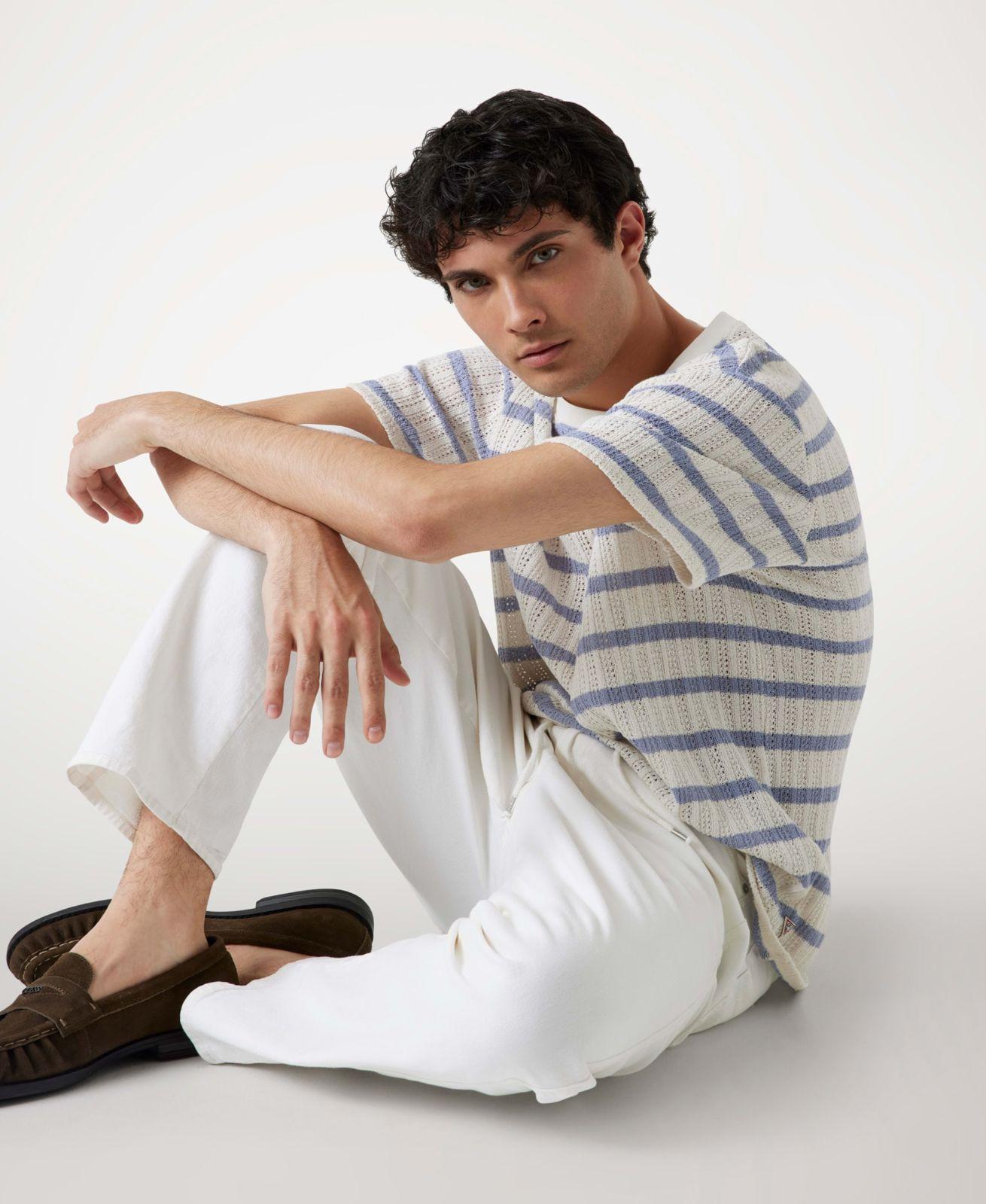 Polera Ss Elon Textured Crew Azul-4