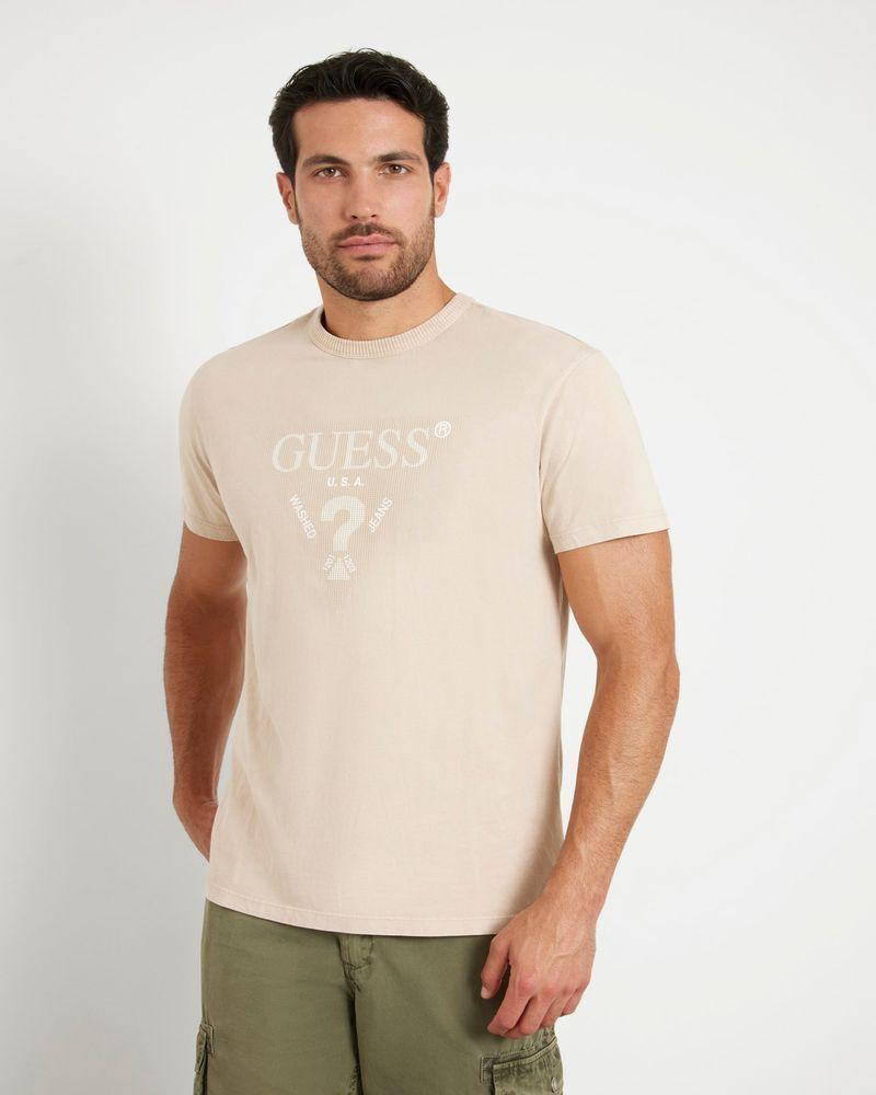Polera Guess Hombre Ss Cn Treated Triangle Tee Beige-0