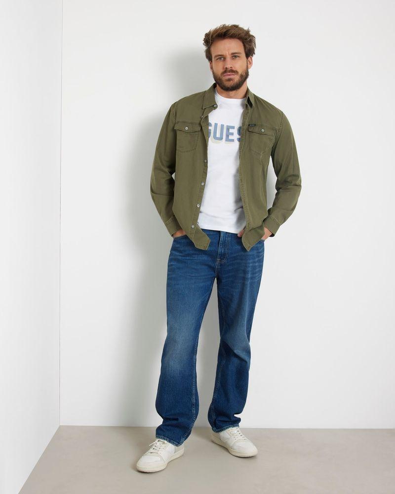 Camisa Guess Hombre Ls Western Shirt Verde-1