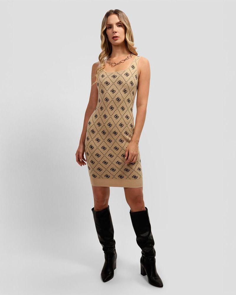 Vestido Guess Mujer Sarah 4G Sl Dress Swtr Café-1
