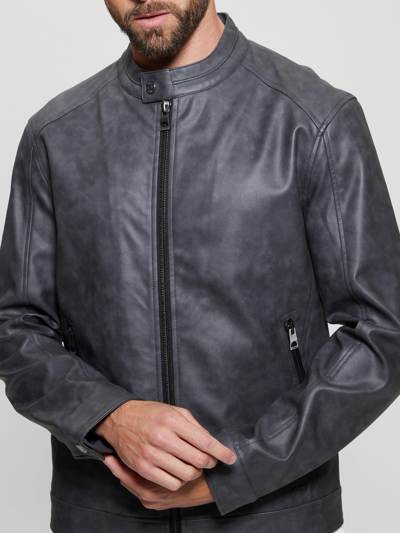 Chaqueta Guess Hombre Fitted Pu Jacket Negro-2