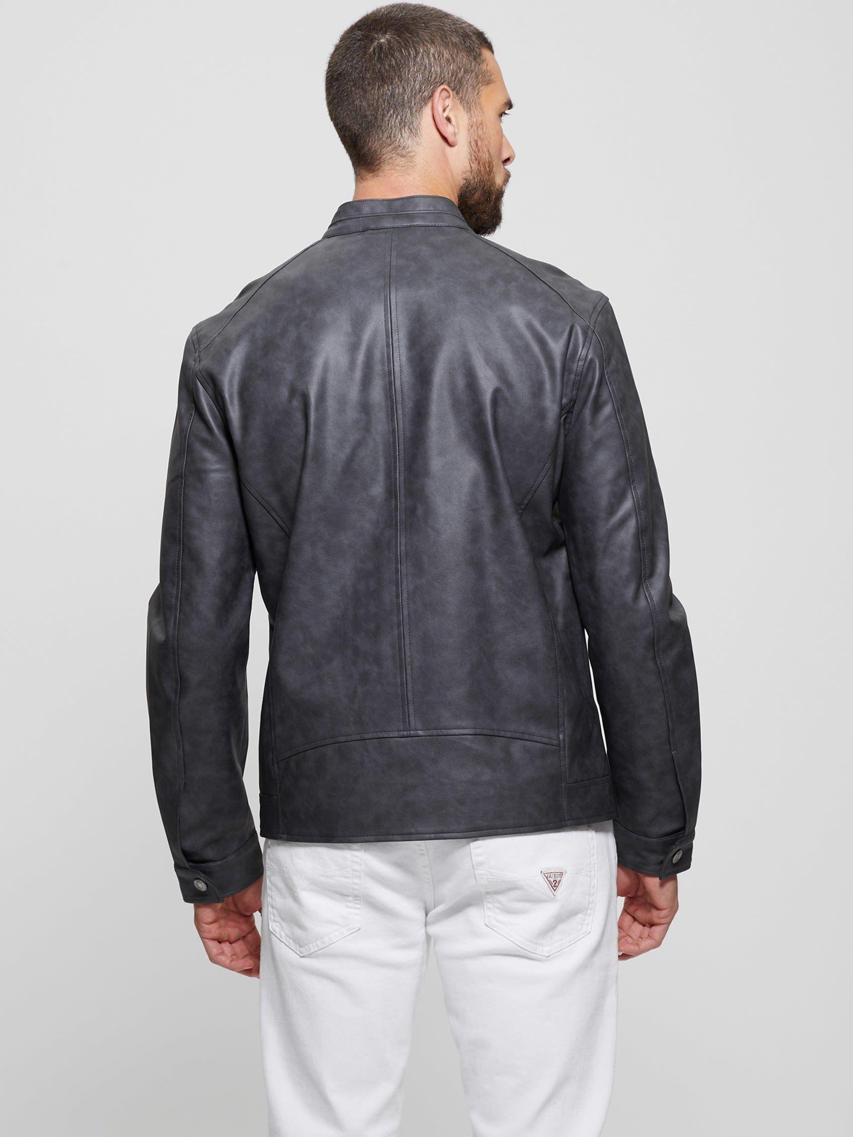 Chaqueta Guess Hombre Fitted Pu Jacket Negro-4