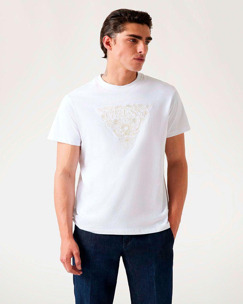 Polera Ss Cn Flower Embro Tee Blanco-0