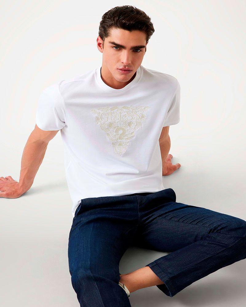 Polera Ss Cn Flower Embro Tee Blanco-2