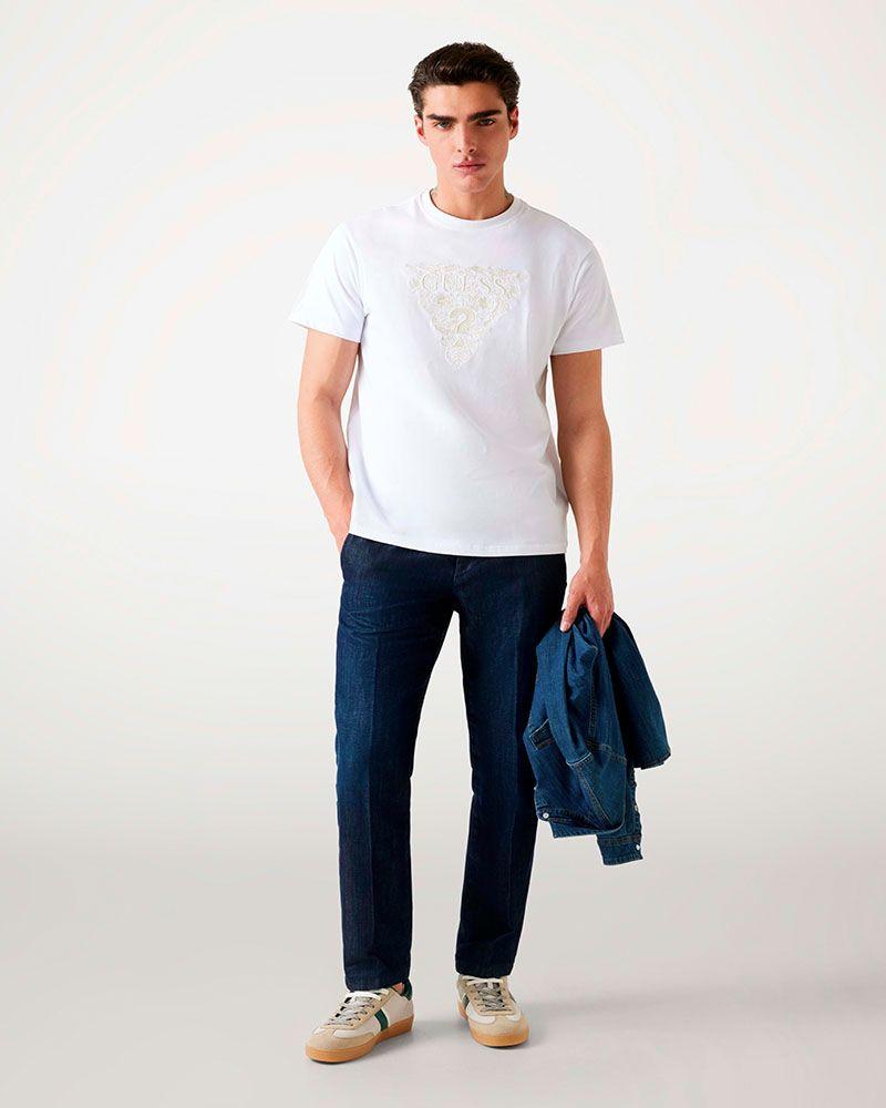 Polera Ss Cn Flower Embro Tee Blanco-4