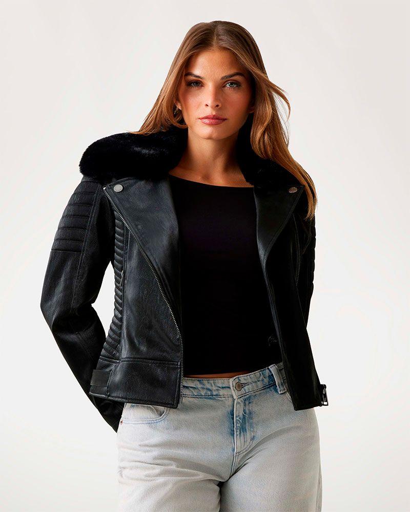 Chaqueta Darcey Biker Negro Mujer-0