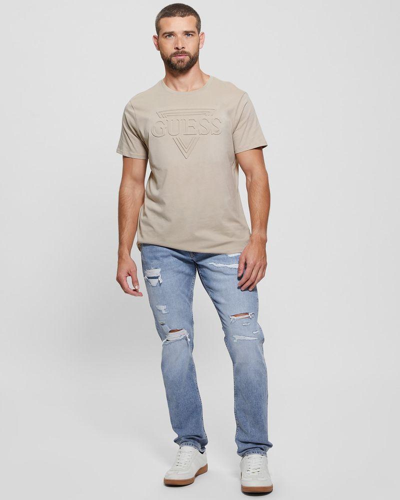 Polera Guess Hombre Ss Bsc Embossed Guess Tee Beige-2