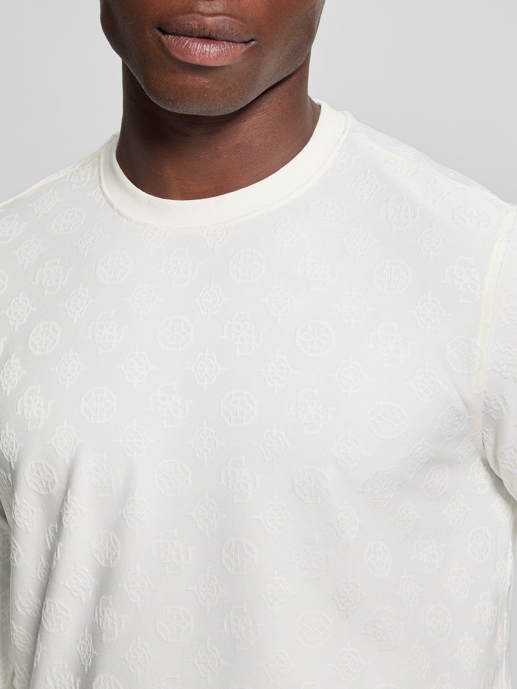 Polera Guess Hombre Ls Tonal Peony Jacquard Crew Blanco-2
