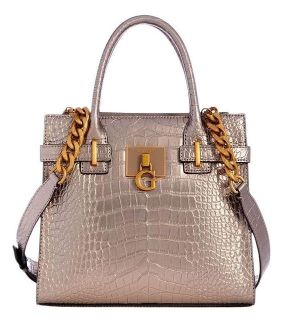 Cartera Guess Mujer Tabata Society Satchel Plateado-0