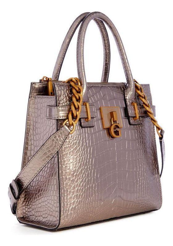 Cartera Guess Mujer Tabata Society Satchel Plateado-1