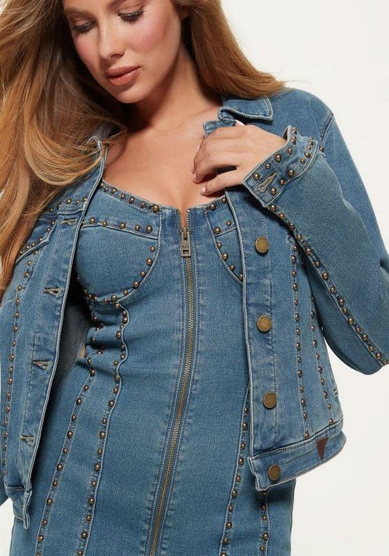 Chaqueta Guess Mujer Sexy Trucker Azul-3