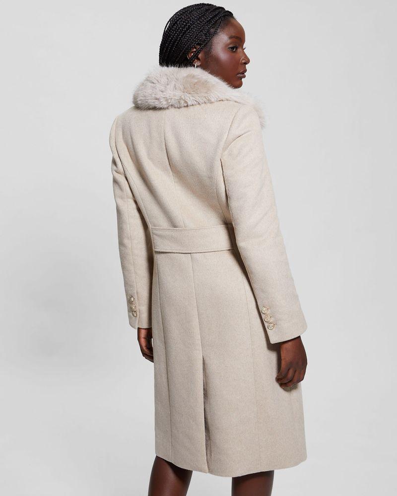 Abrigo Guess Mujer Nancy Fit Coat Faux Fur Collar Café-4