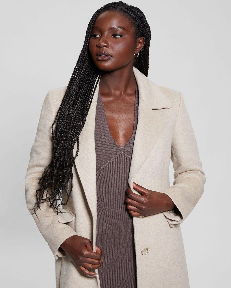 Abrigo Guess Mujer Nancy Fit Coat Faux Fur Collar Café-5