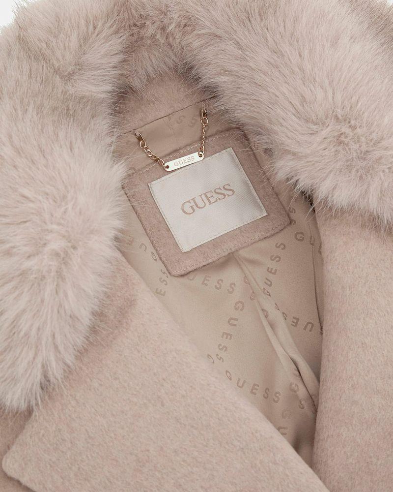 Abrigo Guess Mujer Nancy Fit Coat Faux Fur Collar Café-9
