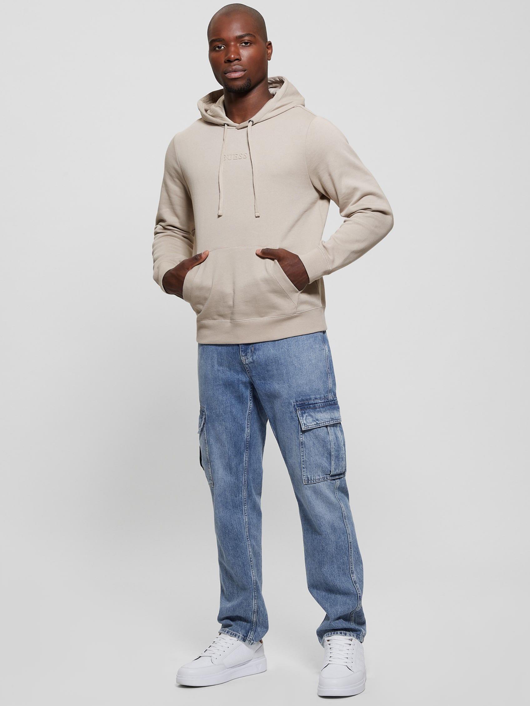 Poleron Guess Hombre Roy Embossed Hoodie Café-1