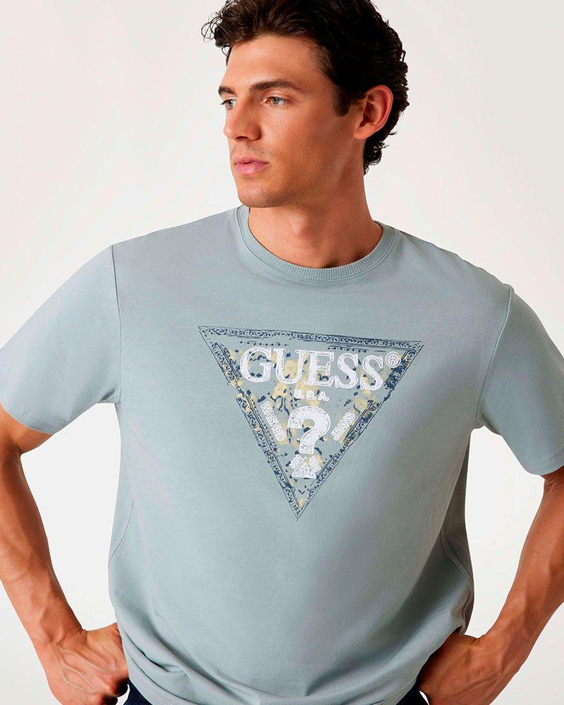 Polera Ss Cn Guess Triangle Tee Gris-2