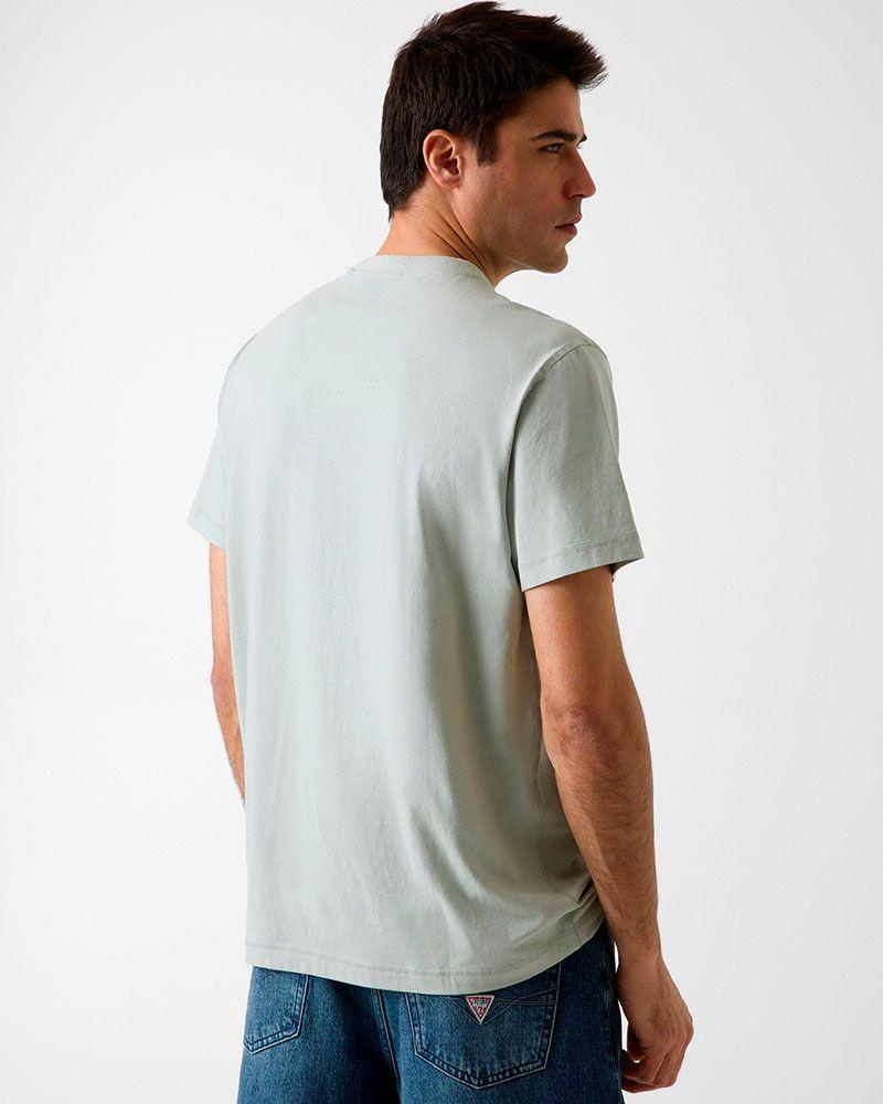 Polera Cn Ss Guess Logo Contrast Stitching Tee Verde-2