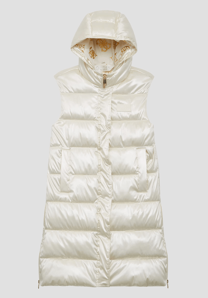 Chaqueta Guess Mujer Noemi Padded Long Vest Blanco-1
