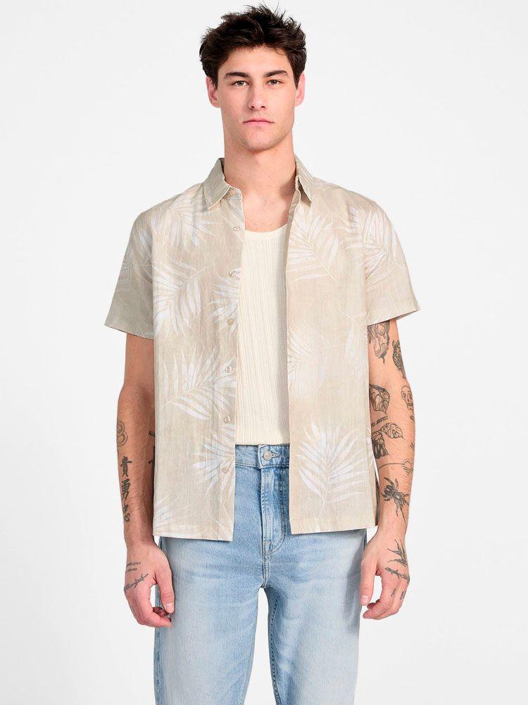 Camisa Guess Hombre Ss Slub Textured Palm Shirt Multicolor-0