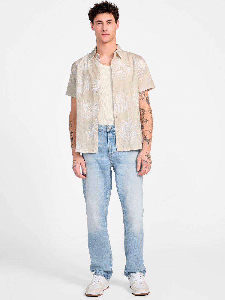 Camisa Guess Hombre Ss Slub Textured Palm Shirt Multicolor-1
