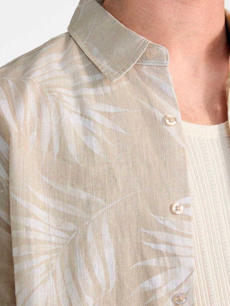 Camisa Guess Hombre Ss Slub Textured Palm Shirt Multicolor-2