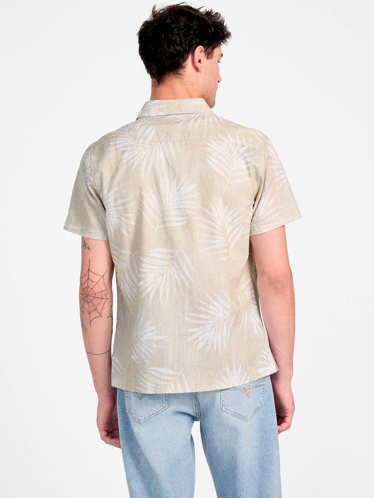 Camisa Guess Hombre Ss Slub Textured Palm Shirt Multicolor-3