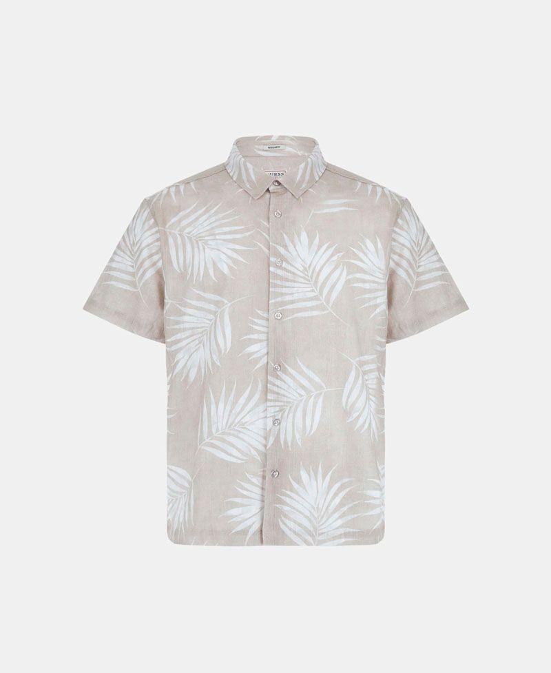 Camisa Guess Hombre Ss Slub Textured Palm Shirt Multicolor-4