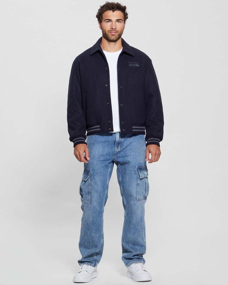 Chaqueta Guess Hombre Melton Bomber Azul-5