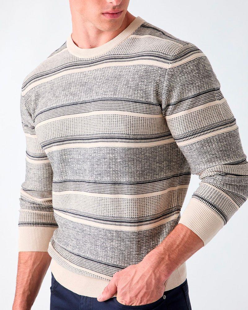 Sweater Ludo Cn Ls Stitched Stripes Multicolor-2