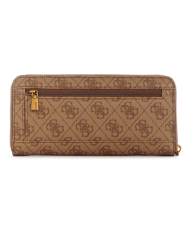 Billetera Guess Mujer Nell Logo Slg Large Zip Around Cafe-1