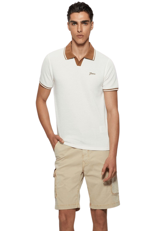 Polera Guess Hombre Ss Weston Knit Polo Crema-0