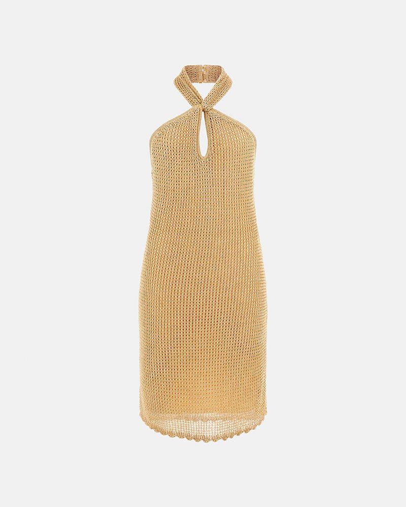 Vestido Guess Mujer Sl Mn Open Bk Minka Lurex Drs Dorado-4