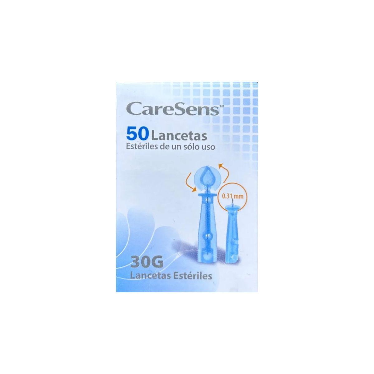 Lancetas Est riles Caresens Ligadas A Medidor De Glucosa 50 Unidades Azul Marino-2