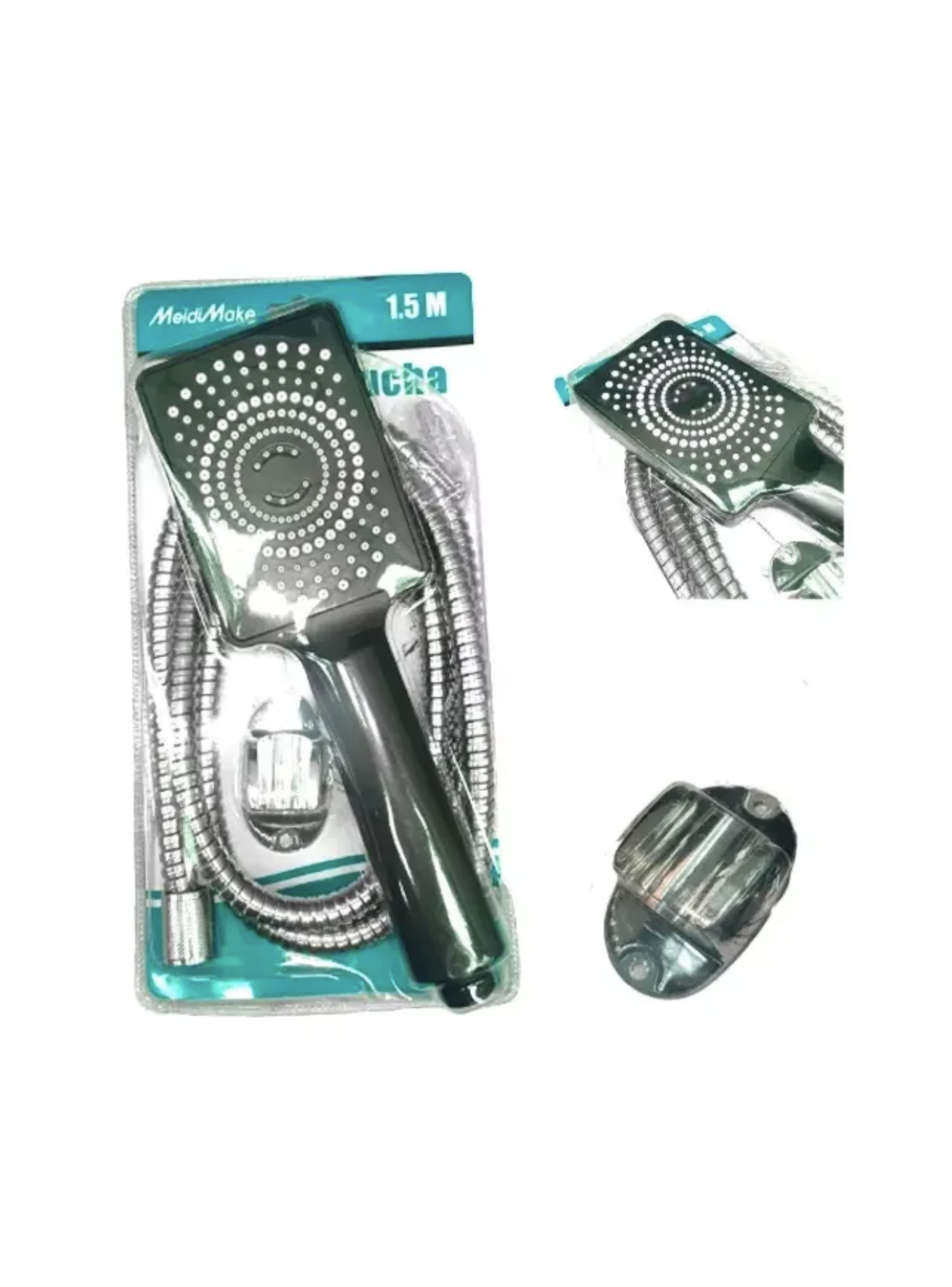Set Ducha Telefono Negro con Manguera 1 5mt y Soporte-2