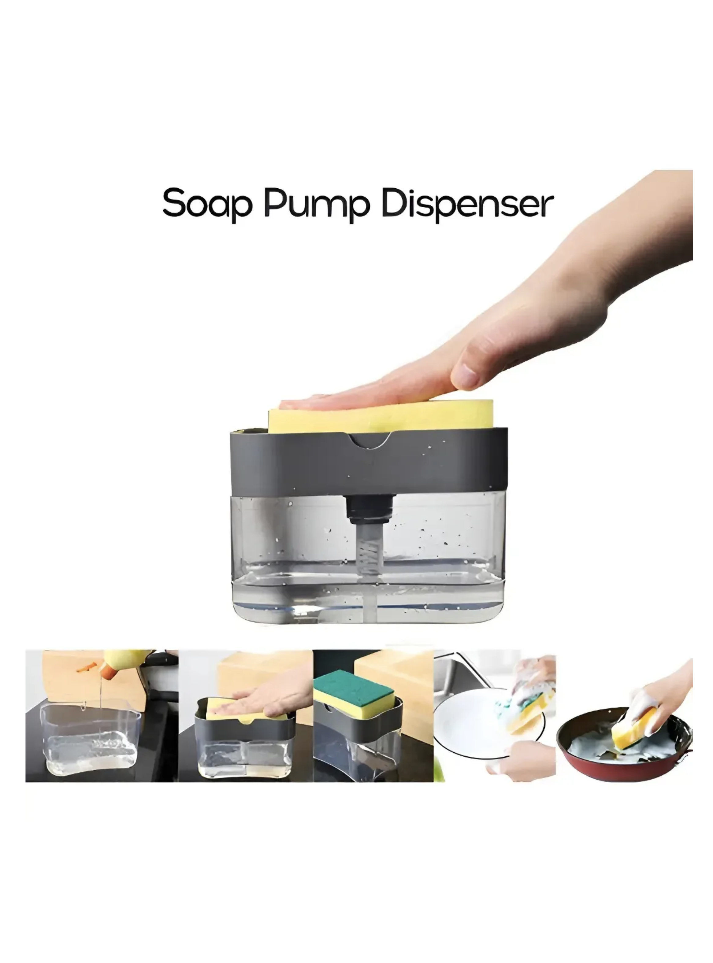Dispensador de jabon lavaloza con portaesponja tipo bomba-5