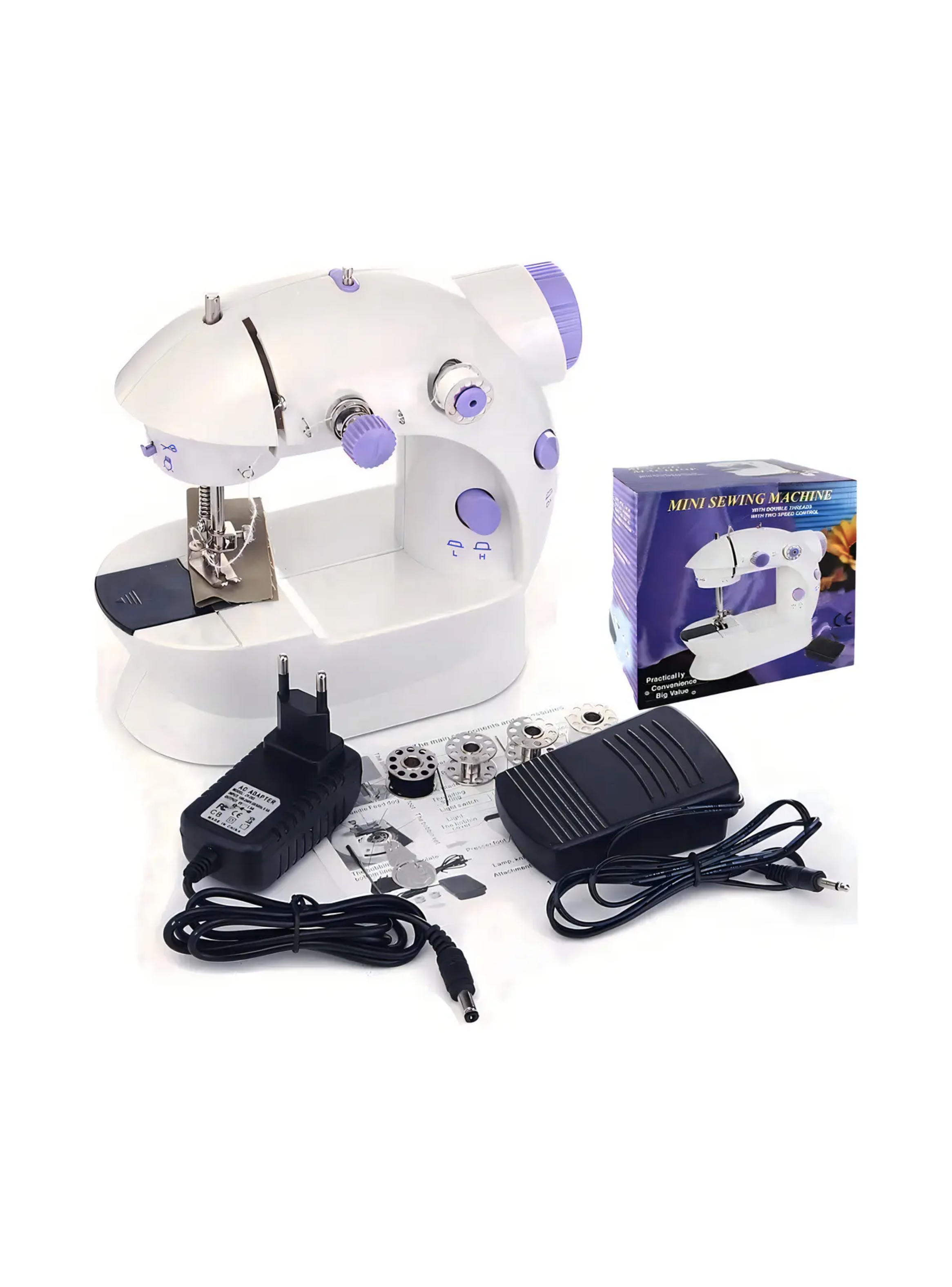 Mini Maquina De Coser Portatil Electrica 2 Velocidades Blanco-2