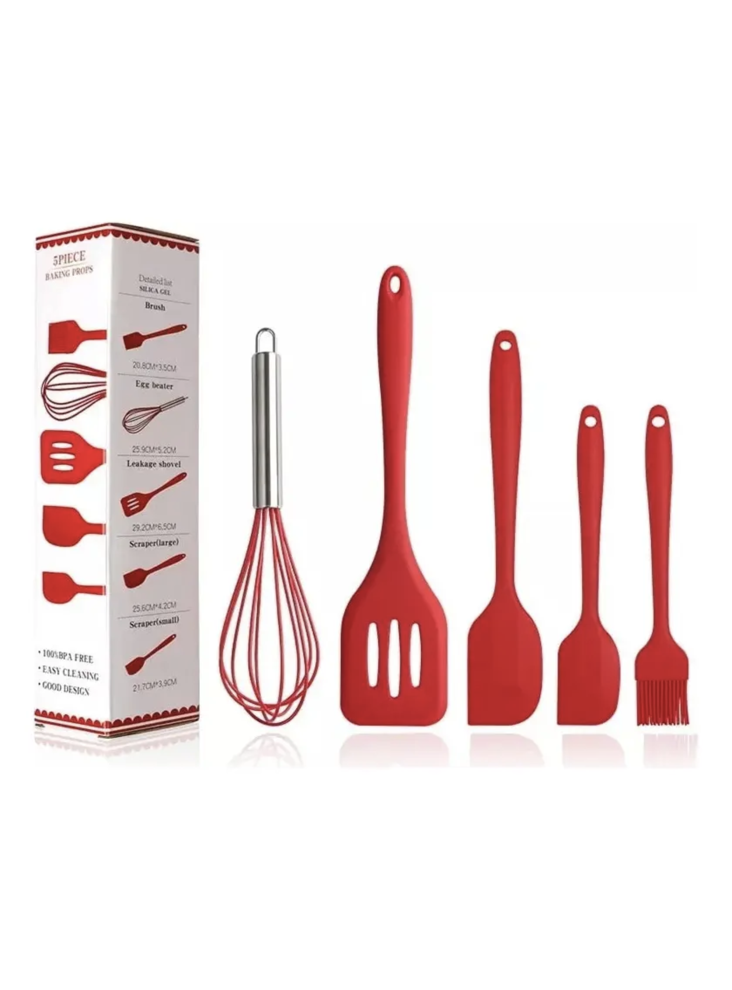 Set 5 Utensilios De Cocina Reposter a Rojo-2