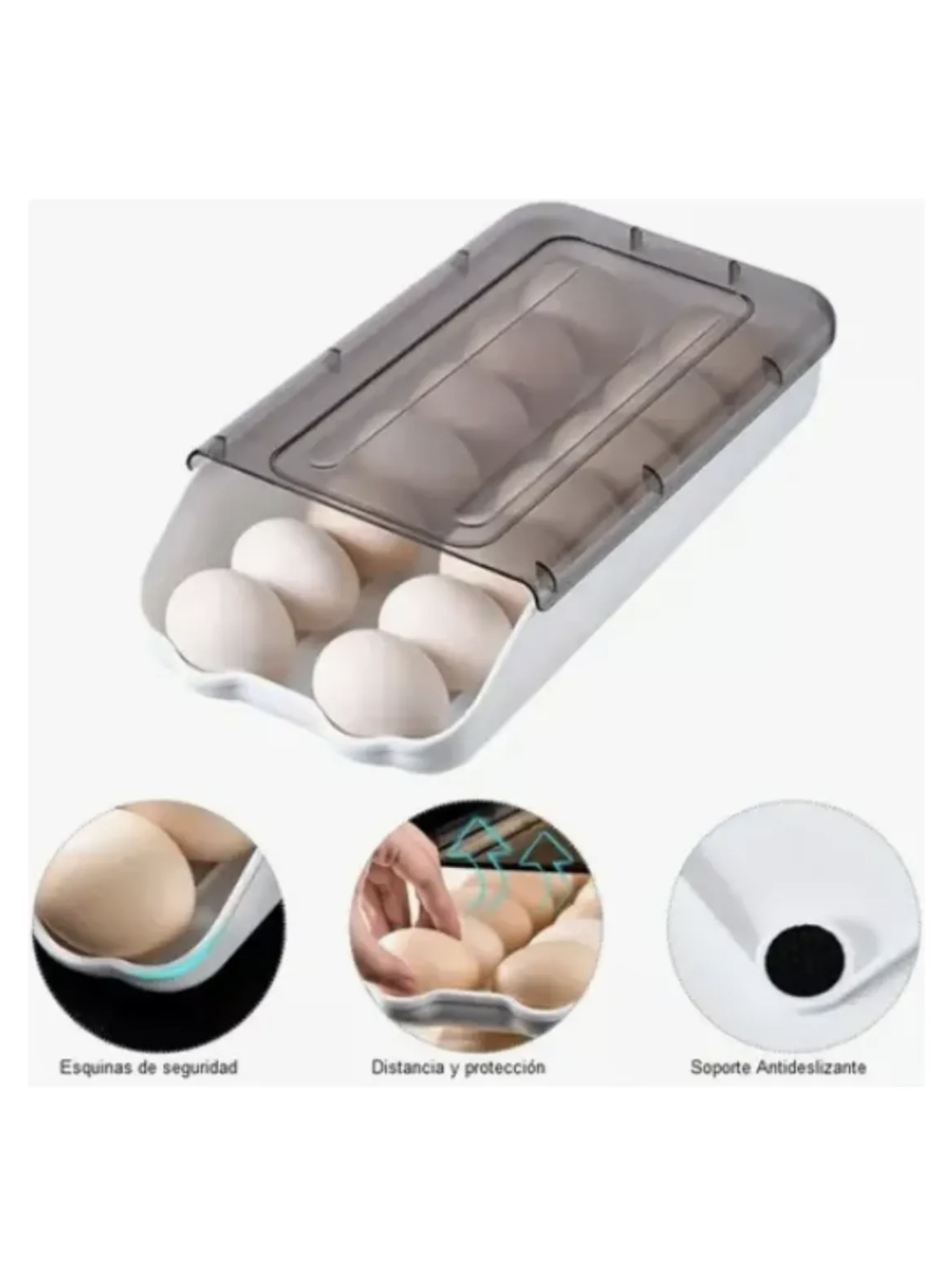 Huevera Pl stica Apilable 14 Huevos con Tapa-2